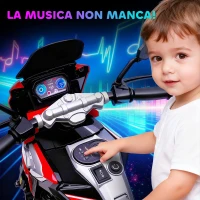 AIYAPLAY Moto Elettrica per Bambini con Rotelle, Specchietti e Poggiapiedi, in PP e Metallo, 85.5x44.5x56 cm, Rosso(m-6)