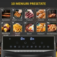 HOMCOM Friteuză cu Aer Cald 8L cu Timer și Temperatura Reglabilă, din Oțel și Plastic, 38.8L x 36.3 x 31.1 cm, Neagră(m-5)