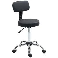 HOMCOM Sgabello Regolabile Girevole con Schienale e Seduta Imbottiti, Capacità 120 kg, 46x51x78-93 cm, Nero(m-1)