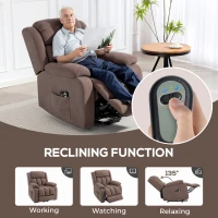 HOMCOM Power Lift Recliner Chair with Vibration Massage, Lift Chair for Elderly with Footrest, Remote, Side Pocket, Dark Brown(m-7)