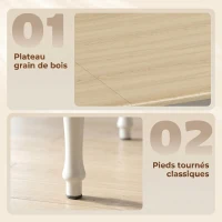 HOMCOM Table à manger pliante pour 2 à 6 personnes 74-134 cm, table de cuisine avec 2 abattants, pieds en acier, bois naturel(m-6)