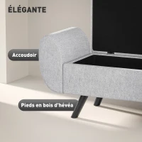 HOMCOM Banc de rangement 53,8L avec siège rembourré en lin et accoudoirs, pour salon, chambre, entrée, 132 x 42 x 50 cm, gris(m-4)