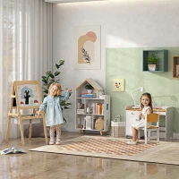 AIYAPLAY Lavagna per Bambini con Cavalletto 3 in 1 e Cestini, Età 3-6 anni, 58x50.5x109cm, Color legno(m-9)