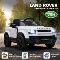 AIYAPLAY Carro Elétrico SUV Land Rover Defender 12 V para Crianças com Comando, Suspensão e Arranque Suave, Branco(m-4)