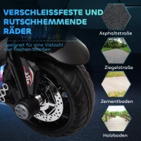 HOMCOM Elektro-Kindermotorrad, Lichter & Geräusche, 3 km/h, wiederaufladbar, Kunststoff & Metall, Schwarz/Weiß(m-6)