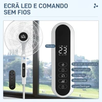 HOMCOM Ventoinha de Pé Ajustável em Altura com 7 Pás 28 Velocidades Oscilação de 75° Temporizador e Repelente de Mosquitos Branco(m-6)