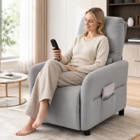 HOMCOM Cadeirão de Massagem Reclinável com Calor Lombar, Assento com Molas, Apoio para os Pés e Almofada Lombar em Tecido Atoalhado Cinzento(m-6)