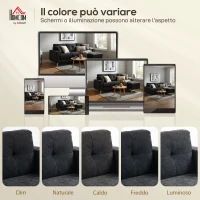 HOMCOM Divano 3 Posti ad Angolo con Penisola Reversibile e Cuscini, in Tessuto Effetto Lino, 193x136x85 cm, Nero(m-6)
