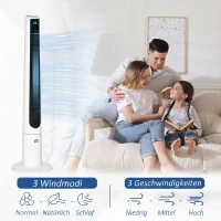 HOMCOM Ventilator turn 50W cu 3 moduri și 3 viteze, timer de 12h, din ABS, Ø32x118,2 cm, alb(m-9)