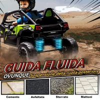 AIYAPLAY Macchina Elettrica per Bambini 3-5 Anni 12V con Licenza KAWASAKI, Doppio Motore, Telecomando e Musica, Nero(m-6)