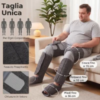 HOMCOM Massaggiatore Gambe a Compressione d'Aria con 3 Modalità, 3 Intensità, 2 Livelli Calore, 77x96x12 cm, Grigio(m-6)
