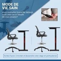 Vinsetto Fauteuil de bureau chaise de bureau assise haute réglable tabouret de bureau pivotant 360° maille respirante(m-4)