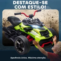 AIYAPLAY Quadricilo Elétrico para Crianças 12V com 2 Motores Velocidade até 5 km/h 3 Rodas Faróis Buzina Música 113x74x63 cm Verde(m-7)