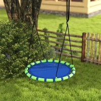 AIYAPLAY Baloiço para Crianças Redondo Baloiço de Jardim Infantil Ajustável Impermeável Carga 150kg Ø100x180 cm Preto e Azul(m-10)
