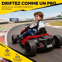 AIYAPLAY Kart Électrique pour Enfants 24 V, Go Kart, Moteur 2 x 150W, Mode Drift, Siège Réglable, Démarrage Progressif, Rouge(m-6)