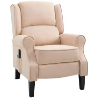 HOMCOM Poltrona de Massagem Poltrona Relax Reclinável com Controlo Remoto 2 Áreas de Massagem Bolso Lateral 78x83x101 cm Bege(m-1)