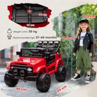 AIYAPLAY Vehicul Off-Road pentru Copii cu Faruri, Claxon, Centură și Telecomandă, din PP și Metal, 99x66x68.5 cm, Roșu(m-3)
