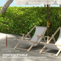 Outsunny Parasol de plage parasol d'extérieur rond parasol à frange protection UV 40 + avec 8 baleines vert(m-6)