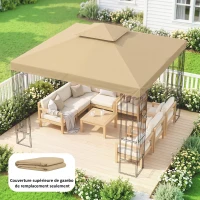 Outsunny Toit de Remplacement pour pavillon de Jardin Toile de Rechange pour pavillon tonnelle Tente 3 x 3 m Beige(m-9)