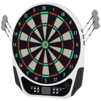 HOMCOM Bersaglio Freccette Elettronico in Plastica con 6 Freccette, Effetti Sonori e Visivi, 44 x 50 x 3.2cm, Nero(m-1)