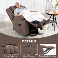 HOMCOM Power Lift Recliner Chair with Vibration Massage, Lift Chair for Elderly with Footrest, Remote, Side Pocket, Dark Brown(m-10)