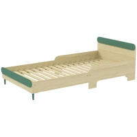 AIYAPLAY Lit pour enfant lit au sol enfant de 3 à 10 ans avec barrière de sécurité, sommier à lattes inclus, vert(m-12)