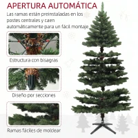 HOMCOM Árbol de Navidad Artificial 180 cm con 1050 Ramas y Base de Acero Plegable Montaje Rápido para Salón Interior Verde(m-7)