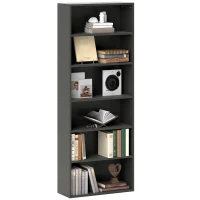 HOMCOM Bibliothèque étagère de rangement 6 niveaux avec étagères réglables pour salon, chambre, bureau, 60x24x158,5cm, noir(m-11)