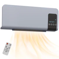 HOMCOM Ventilator Termic de Perete Oscilant cu Telecomandă, Temporizator 12h și 2 Moduri, 54.5x12x21.5 cm, Gri(m-11)