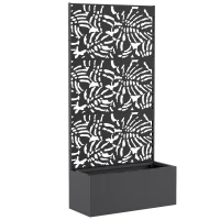 Outsunny Jardinière avec treillis, bac à fleurs, avec brise-vue, pour plantes grimpantes, métal, 90 x 35 x 180 cm, noir(m-1)
