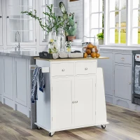 HOMCOM Carrello da Cucina Portaspezie a 3 Livelli e 4 Ruote in MDF e Truciolato, 89x45x89cm, Bianco(m-10)