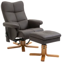 HOMCOM Fauteuil relax massant avec pouf, fauteuil de relaxation pivotant à 360°, dossier inclinable, 80 x 86 x 99 cm, marron(m-12)
