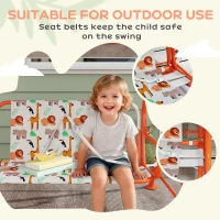 AIYAPLAY Kids Porch Swing, 2-Seater Patio Swing Bench Hammock with Seat Belts, Adjustable Canopy for Garden, Orange(m-7)