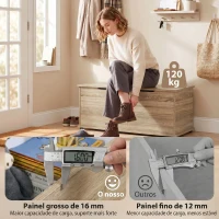 HOMCOM Banco de Arrumação com Dobradiça de Segurança Estilo Moderno para Corredor Quarto Sala 100x40x40 cm Carvalho(m-6)