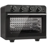 HOMCOM Friteuse à Air Chaud 36L, Four à Air Chaud 1800 W avec Rôtissoire, Plaque de Cuisson, Panier de Friture et Grille, Noir(m-1)