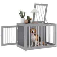 PawHut Cage pour chien intérieur niche pour chiens 2 portes verrouillables bonne ventilation 80 x 50 x 56,5 cm gris(m-11)