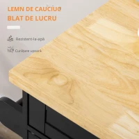 HOMCOM Cărucior de bucătărie Servierwagen Insula de bucătărie, 1 Suport pentru condimente, 1 Suport pentru prosoape, 109 cm x 40 cm x 89 cm, Negru(m-4)
