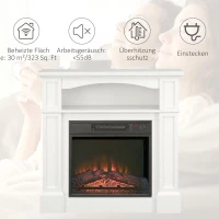 HOMCOM Elektrische Haard met 3D LED-Vlammeffect, Verwarmingscapaciteit 30 m², Afstandsbediening, Wit/Zwart(m-8)
