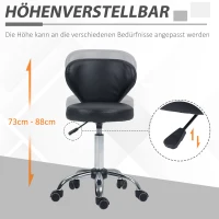 HOMCOM Salonkruk in Lederoptiek, Hoogte Verstelbaar, tot 120 kg, Stalen Frame, Zwart(m-4)