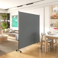 Outsunny Panneau brise-vue paravent extérieur sur roulettes pour le jardin, terrasse, balcon - dim. 183L x 30l x 181H cm - gris(m-9)