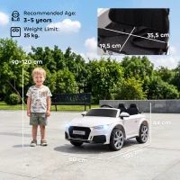 HOMCOM Macchina Elettrica per Bambini 3-5 Anni AUDI TT con Telecomando, Portiere Apribili e Fari LED, Bianco(m-3)