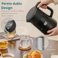 HOMCOM Fierbător electric, 1,7L, Încălzire rapidă, 3000W, cu afișaj LED, funcție de menținere la cald, protecție la funcționare în gol, fără PTFE(m-4)