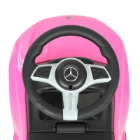 AIYAPLAY 3 in 1 Licensed Benz Ride on Push Car with Handle, Canopy, Guardrails, Horn, Music, Storage for 12-36 Months, Pink(m-12)