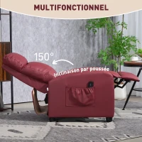 HOMCOM Poltrona Relax Massaggiante con Telecomando e 8 Programmi, Reclinazione e Poggiapiedi, Rosso(m-5)