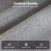 HOMCOM Fotoliu Reclinabil cu Masaj Manual  135°, Încălzire și 8 Puncte de Masaj, Chenille, 87x95x109 cm, Gri Deschis(m-7)