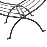 Outsunny Metal Firewood Log Holder Indoor Outdoor Folding Firewood Rack Fireplace Wood Storage Shelf w/ Handles, Black, 60W x 35D x 45Hcm(m-7)
