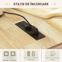 HOMCOM Insulă Bucătărie cu Roți, Dulap Bucătărie cu Stație de Încărcare, Blat Rabatabil din Lemn, Rafturi Ajustabile, 2 Sertare, Dulap Extensibil, Suport Condimente și Prosoape, Alb(m-5)