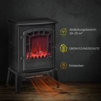 HOMCOM Elektrische Vloerkachel, 2 Warmtestanden, Realistisch Vlammeneffect, Veelzijdig(m-6)