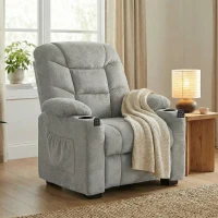 HOMCOM Electric Massage Recliner Armchair with Vibration, Heat, Whisper-Quiet Motor, Memory Function, Fleece Power Reclining Chair with Spring Pack, USB Port, Footrest, Side Pocket, Grey(m-10)