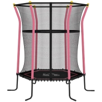 HOMCOM Trampoline pour enfant 1,22 x 1,11 x 1,9 m filet de sécurité porte zippée 6 poteaux rembourrés inclus rose noir